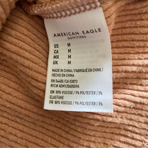 American Eagle Ribbed Hoodie Pullover Super Soft Peach Medium Athleisure - Picture 5 of 11